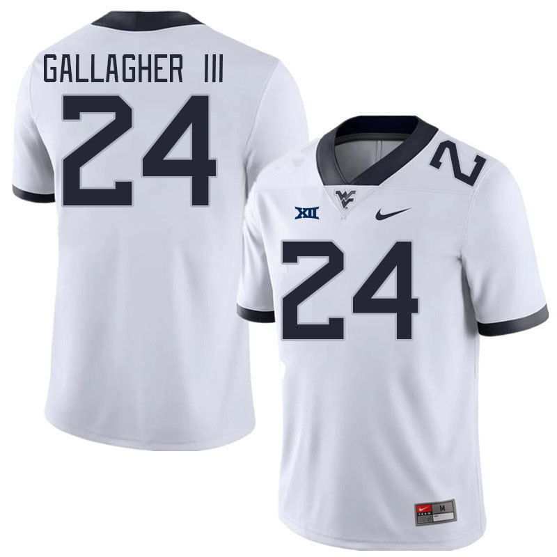 Men #24 Rodney Gallagher III West Virginia Mountaineers College Football Jerseys Stitched Sale-White